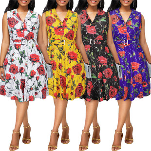 2025 spring and summer new women's retro Hepburn print dress