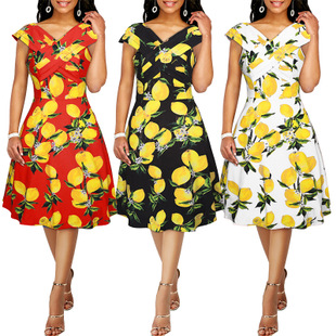 2025 sleeveless retro Hepburn dress women's new print big swing skirt