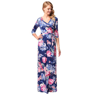 2025 new beach dress v-neck print dress wholesale