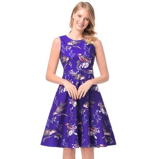 2025 spring new a word skirt Heben style print dress