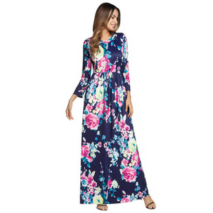 2025 spring and summer new hot sale flower print long skirt dress