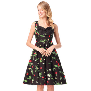 2025 new tube top waisted large pettiskirt Hepburn print dress retro