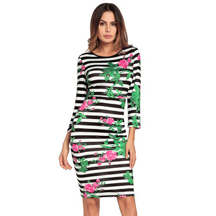 2025 spring new striped sexy bag hip skirt step skirt long sleeve OL professional dress