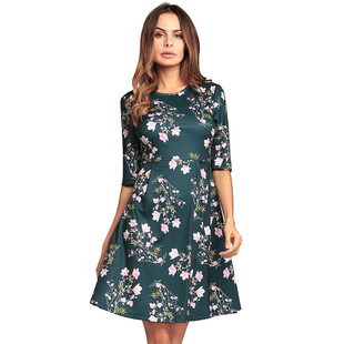 Hot Sale 2025 Spring New Medium Sleeve High Waist A-Line Skirt Print Dress