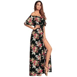 2025 spring and summer new print sexy strapless long skirt dress