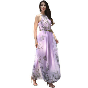 2025 spring and summer large size new chiffon dress long skirt holiday beach skirt print skirt