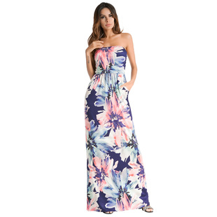 2025 spring and summer new wrapped chest dress bohemian beach dress wholesale