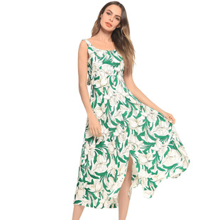 2025 dress sling backless big print long skirt