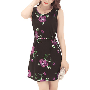 2025 Summer New Rose Print Tank Dress