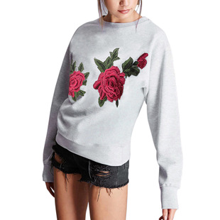 2025 autumn new foreign trade embroidered jacket embroidered round neck loose sweater