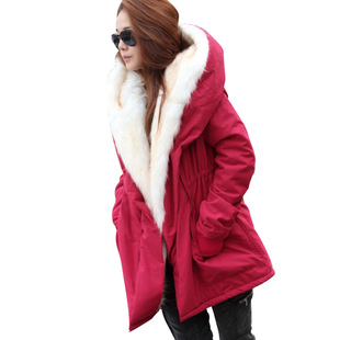 2025 foreign trade autumn and winter fur collar long cotton coat cotton loose large size coat wholesale