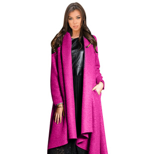 2025 solid color wool coat cardigan long paragraph large size loose coat