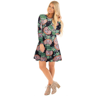 2025 hot sale Christmas costume adult holiday service Christmas tree old man cartoon print skirt