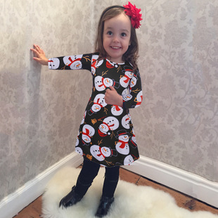 2025 new children's Christmas costume dress costume autumn and winter cartoon long-sleeved skirt spot