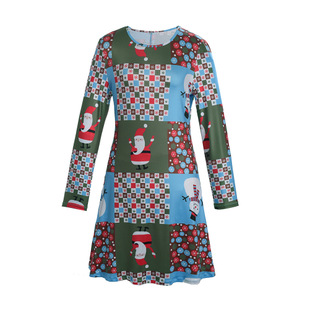 2025 hot sale Christmas costume adult holiday service Christmas tree old man cartoon print skirt