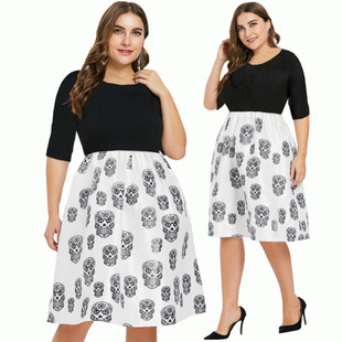 2025 autumn and winter new hot sale Halloween horror print long dress