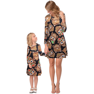 2025 new snowflake Christmas stocking print long-sleeved dress Christmas parent-child dress