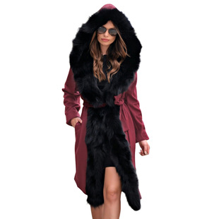 Slim-fit warm jacket long fur collar hooded coat cotton coat military coat